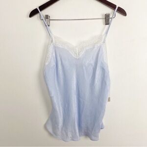 BP Blue Lace Satin Cami Tank Top Spaghetti Strap Loungewear Size Medium NEW